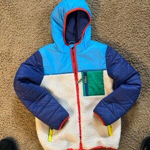 Boden Multicolor Hooded Jacket with Red Trim